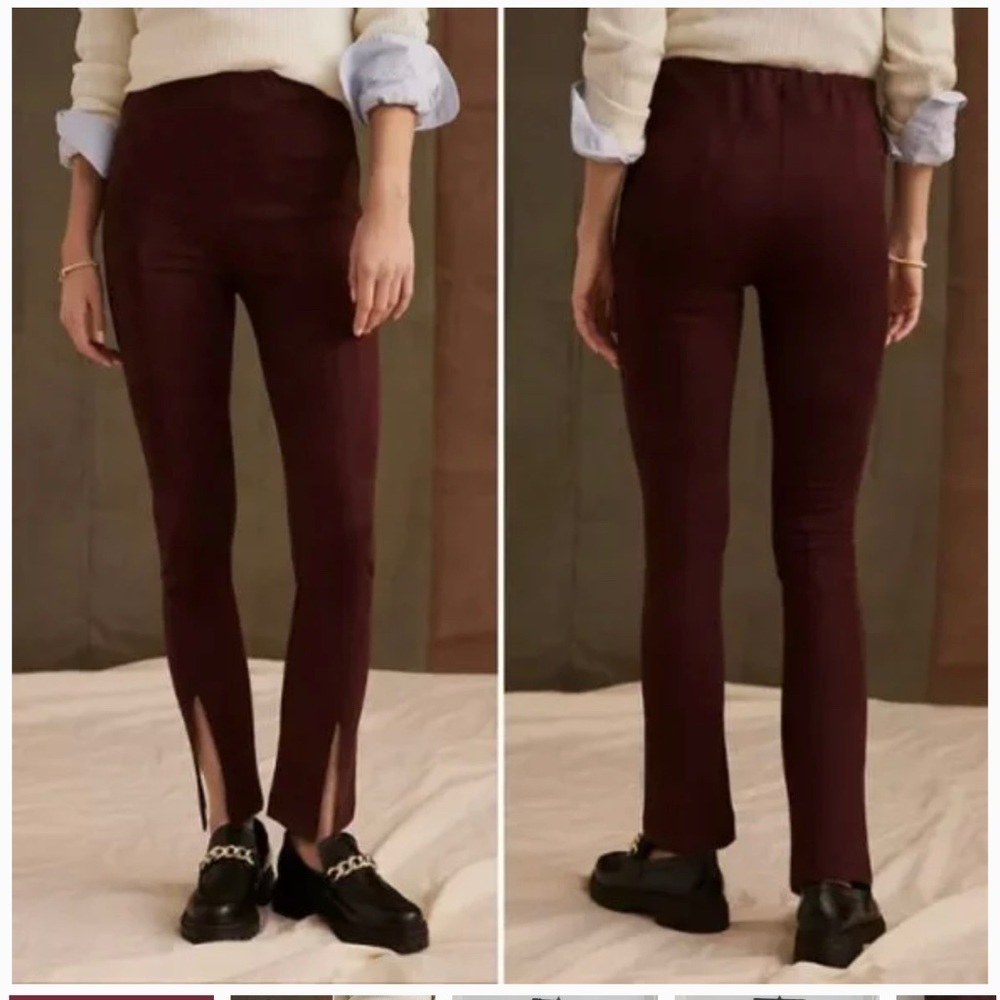 Avec les Filles Anthropologie plum split hem pants small faux suede